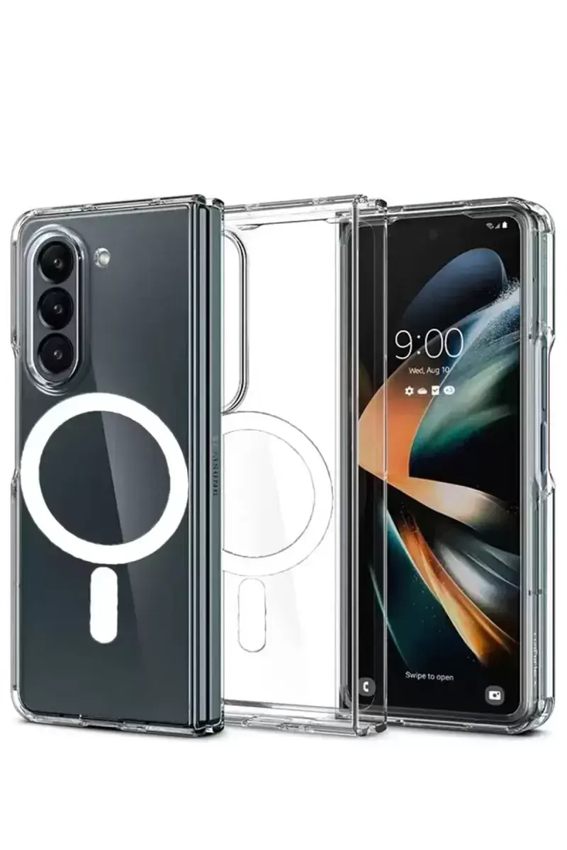 Newface Samsung Galaxy Z Fold 5 Kılıf Magneticsafe Şeffaf Silikon - Şeffaf