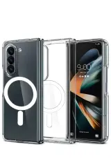 Newface Samsung Galaxy Z Fold 5 Kılıf Magneticsafe Şeffaf Silikon - Şeffaf