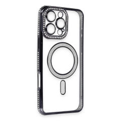 İphone 16 Pro Kılıf Joke Simli Magneticsafe Kılıf - Siyah