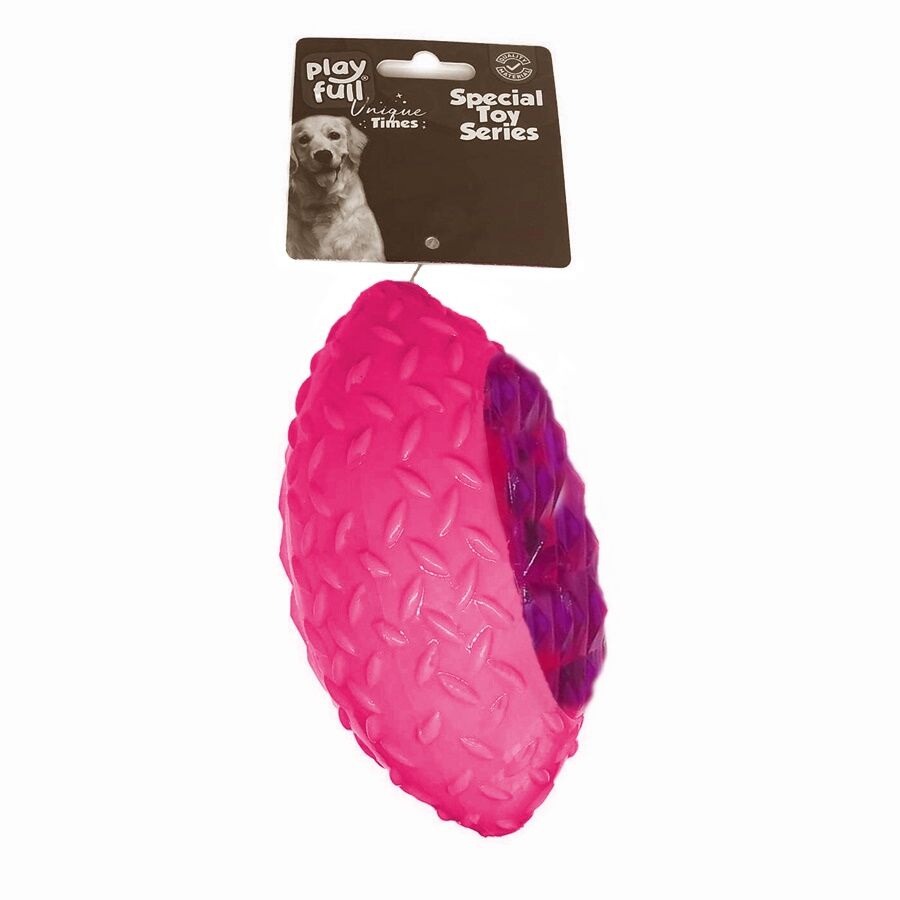 Playfull Rugby Topu Şeklinde Işıklı Plastik Köpek Oyuncağı 6x14 Cm Pembe