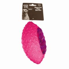 Playfull Rugby Topu Şeklinde Işıklı Plastik Köpek Oyuncağı 6x14 Cm Pembe
