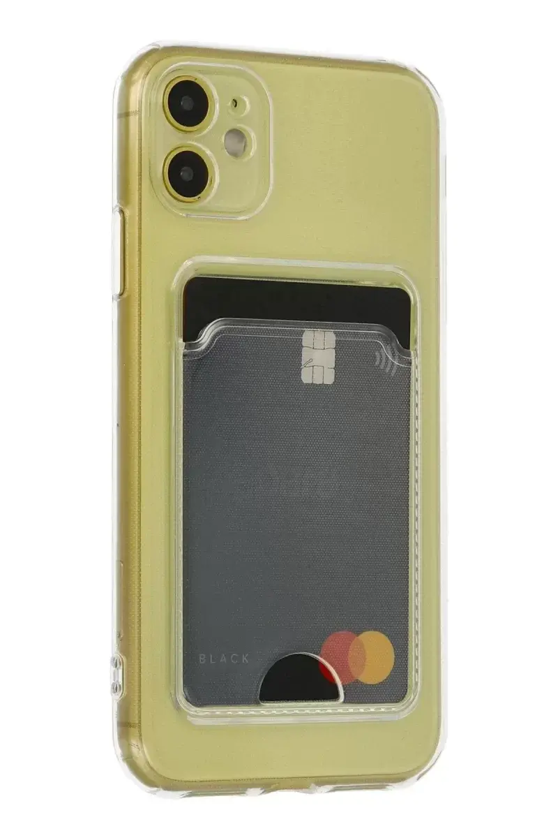 Newface İphone 11 Kılıf Kart Şeffaf Silikon - Şeffaf