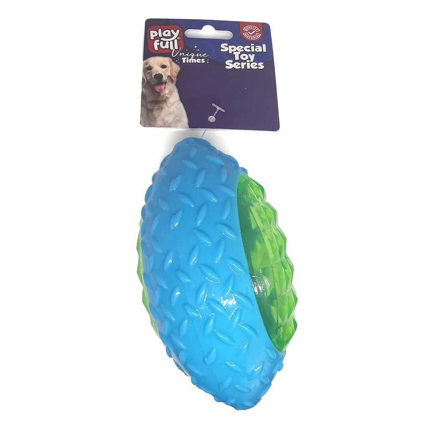 Playfull Rugby Topu Şeklinde Işıklı Plastik Köpek Oyuncağı 6x14 Cm Mavi