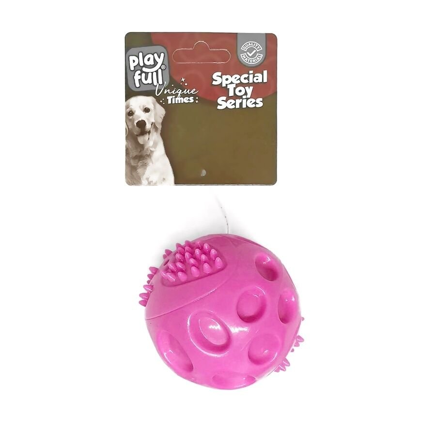 Playfull Plastik Renkli Sesli Top Köpek Oyuncağı 6 Cm Pembe