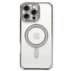 İphone 16 Pro Kılıf Joke Simli Magneticsafe Kılıf - Pembe