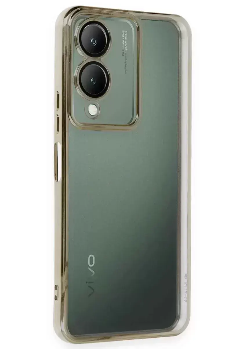 Newface Vivo Y17s Kılıf Razer Lensli Silikon - Gold