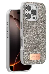 Onegif Apple İphone 16 Pro Max Bright Simli Kapak - Çöl Titanyum