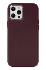 Newface Apple İphone 12 Pro Max Kılıf Asya Deri Silikon - Mürdüm