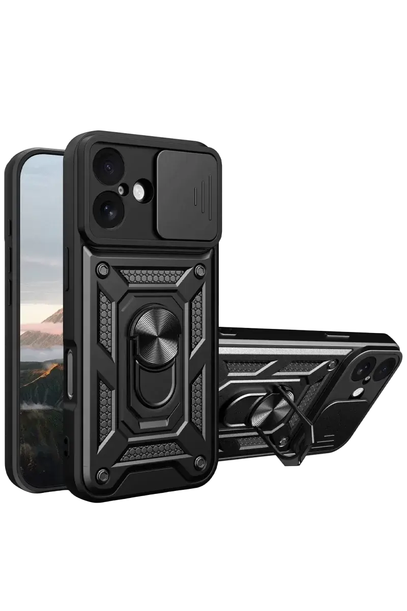 Newface Apple İphone 17 Pars Lens Yüzüklü Silikon - Siyah