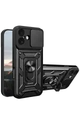 Newface Apple İphone 17 Pars Lens Yüzüklü Silikon - Siyah