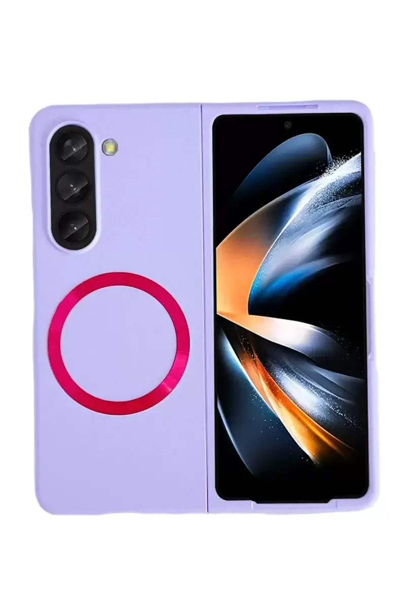 Newface Samsung Galaxy Z Fold 5 Kılıf Mata Fold Kapak - Lila