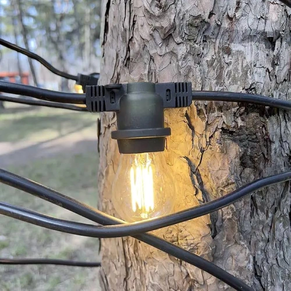 5 Metre Sabit Yanan Modlu 10 Ampul Parti Organizasyon Iç & Dış Mekan 2700k Led Aydınlatma Uzatma Fişli