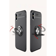 İphone Xs Max Kılıf Range Yüzüklü Silikon - Siyah