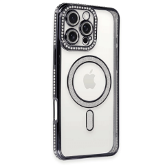 İphone 16 Pro Max Kılıf Joke Simli Magneticsafe Kılıf - Siyah