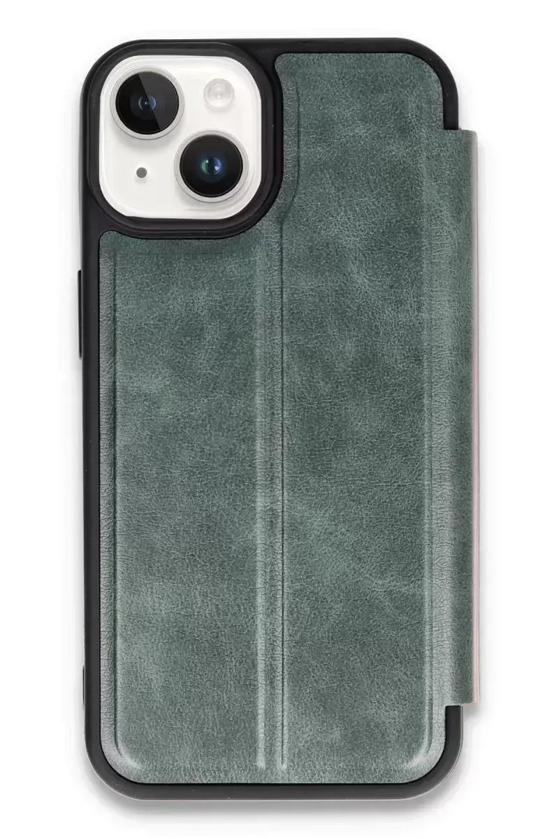 Newface Apple İphone 14 Kılıf Flip Cover - Koyu Yeşil