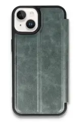 Newface Apple İphone 14 Kılıf Flip Cover - Koyu Yeşil