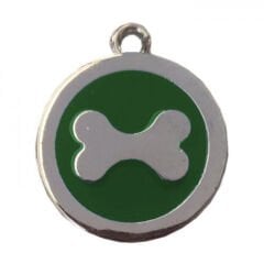 Kemik Desenli Kedi Köpek İsimlik Aksesuar 2,5 cm Yeşil