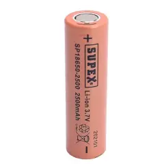 Supex 18650-2500 3.7v 2500 Mah Düz Kafa Li-ıon Pil