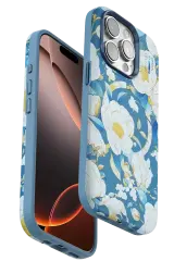 Onegif Apple İphone 15 Pro Max Flower Series Magsafe Kapak - Mavi