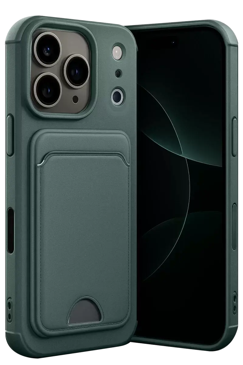 Newface Apple İphone 17 Pro Max Kelvin Kartvizitli Silikon - Koyu Yeşil