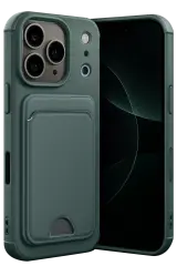 Newface Apple İphone 17 Pro Max Kelvin Kartvizitli Silikon - Koyu Yeşil