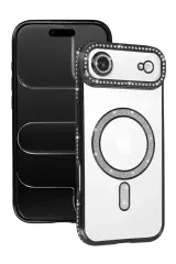Newface Apple İphone 17 Air Joke Simli Magneticsafe Kılıf - Siyah