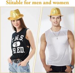 Disko  Altın Gold Payetli Fötr Şapka Yetişkin Boy