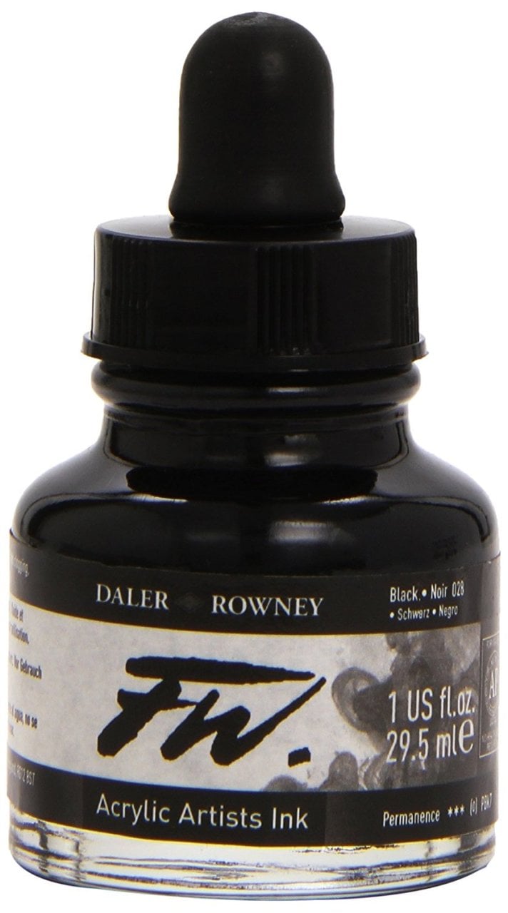 FW Ink Likit Akrilik 29.5ml - Black (India) 2756