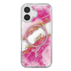 Onegif  İphone 17 Lotus Simli Magsafe Kapak - Pembe