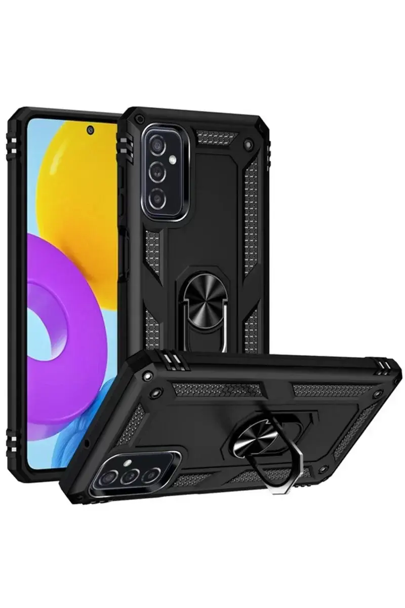 Newface Samsung Galaxy M52 5g Kılıf Sofya Yüzüklü Silikon Kapak - Siyah