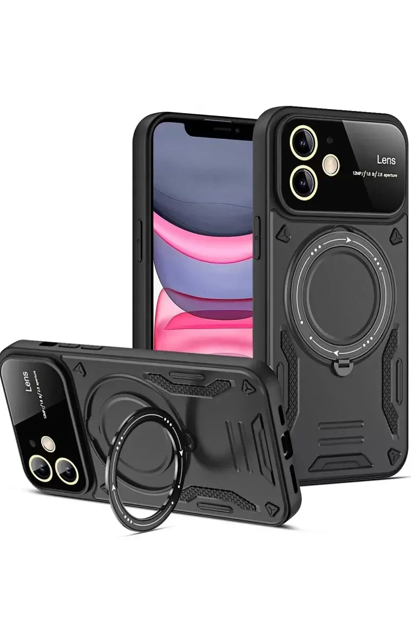 Newface İphone 11 Kılıf Joy Lens Standlı Kapak - Siyah