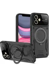 Newface İphone 11 Kılıf Joy Lens Standlı Kapak - Siyah