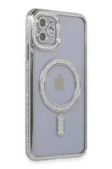 Newface Apple İphone 11 Kılıf Joke Simli Magneticsafe Kılıf - Gümüş