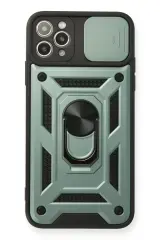 Newface Apple İphone 11 Pro Max Kılıf Pars Lens Yüzüklü Silikon - Yeşil