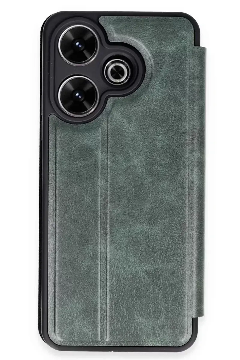 Newface Xiaomi Redmi 13 4g Kılıf Flip Cover - Koyu Yeşil