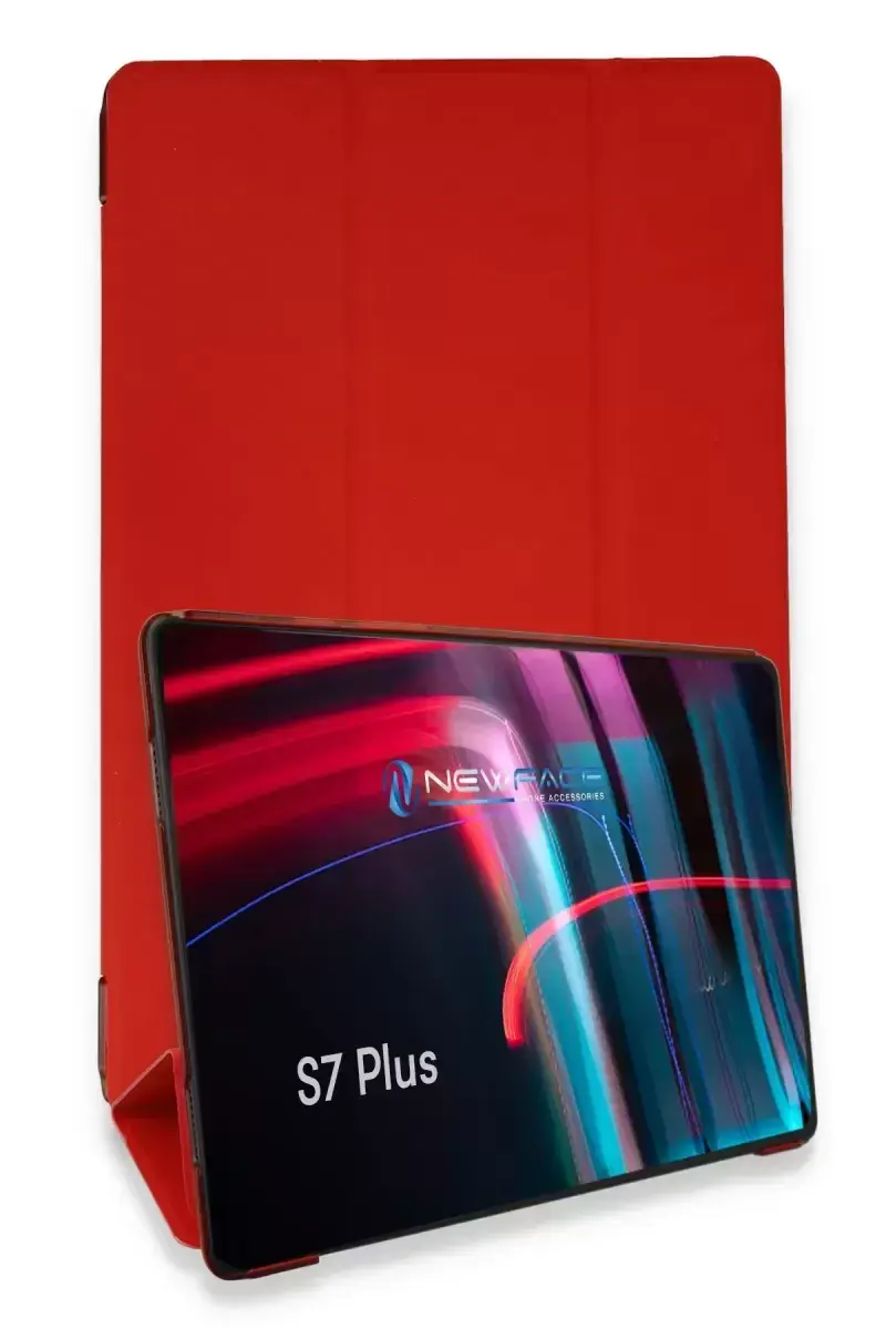 Newface Samsung Galaxy T970 Tab S7 Plus 12.4 Kılıf Tablet Smart Kılıf - Kırmızı