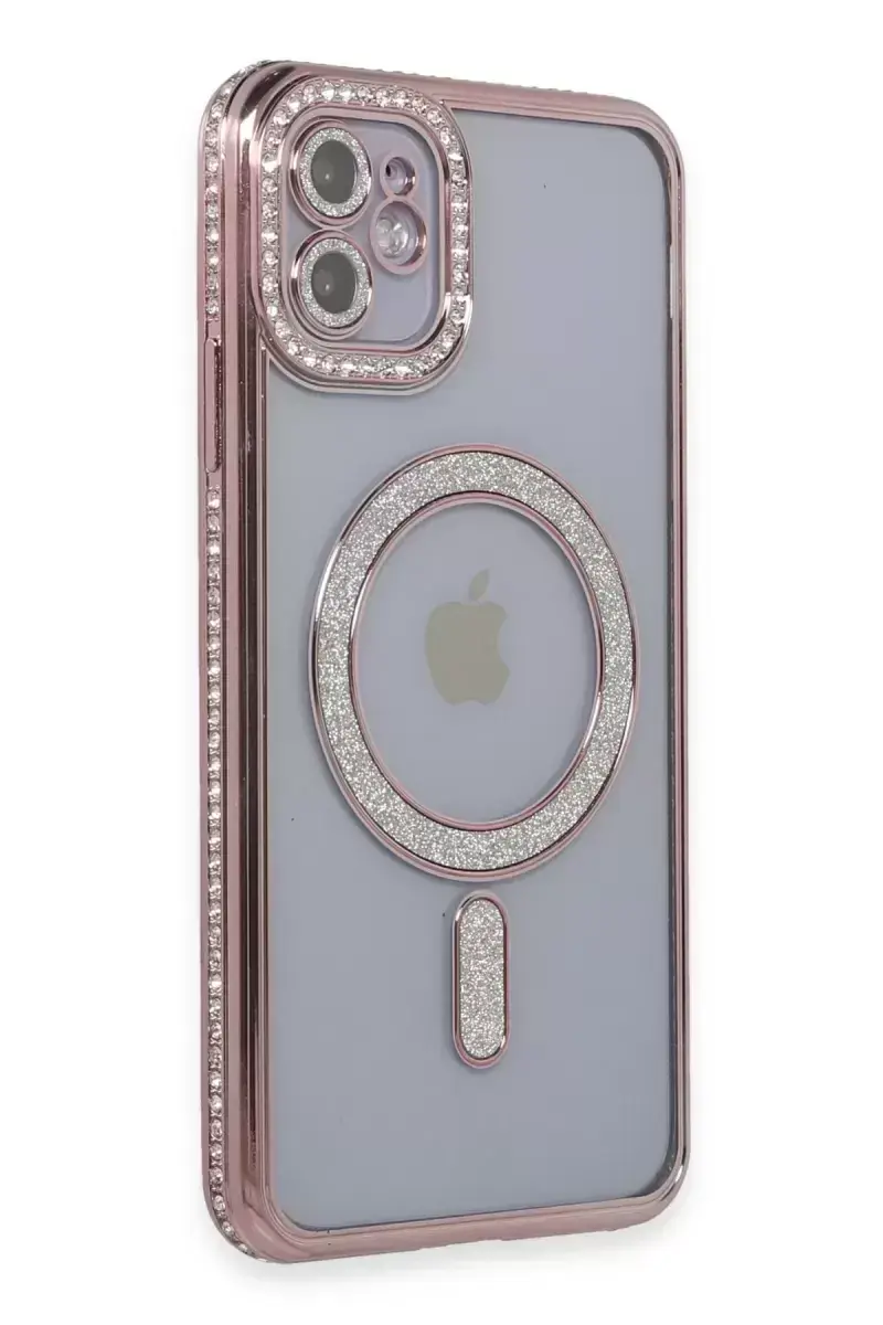 Newface Apple İphone 11 Kılıf Joke Simli Magneticsafe Kılıf - Pembe