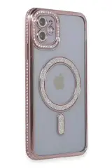 Newface Apple İphone 11 Kılıf Joke Simli Magneticsafe Kılıf - Pembe
