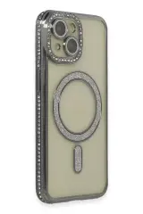 Newface Apple İphone 15 Kılıf Joke Simli Magneticsafe Kılıf - Gri