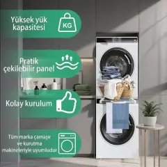 Çamaşır Makinesi Ve Kurutucu İstifleme Seti Askılıklı