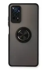 Newface Xiaomi Redmi Note 11 Pro Kılıf Montreal Yüzüklü Silikon Kapak - Siyah