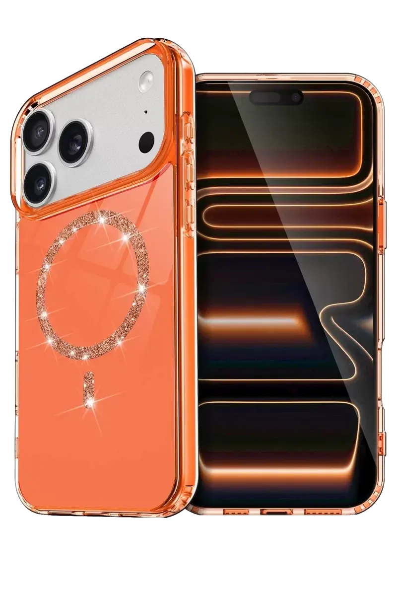 Newface Apple İphone 17 Pro Live Diamond Magsafe Kapak - Turuncu