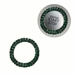 Kristal Taşlı Start Stop Düğme Halkası Yeşil