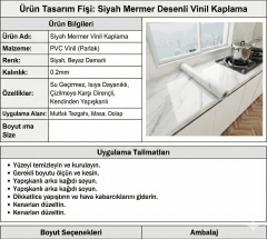 Beyaz Mermer Desenli Yapışkanlı Tezgah Folyosu (3 Mt.x 60 Cm)