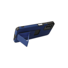 Samsung Galaxy A03s Kılıf Mega Standlı Silikon - Mavi