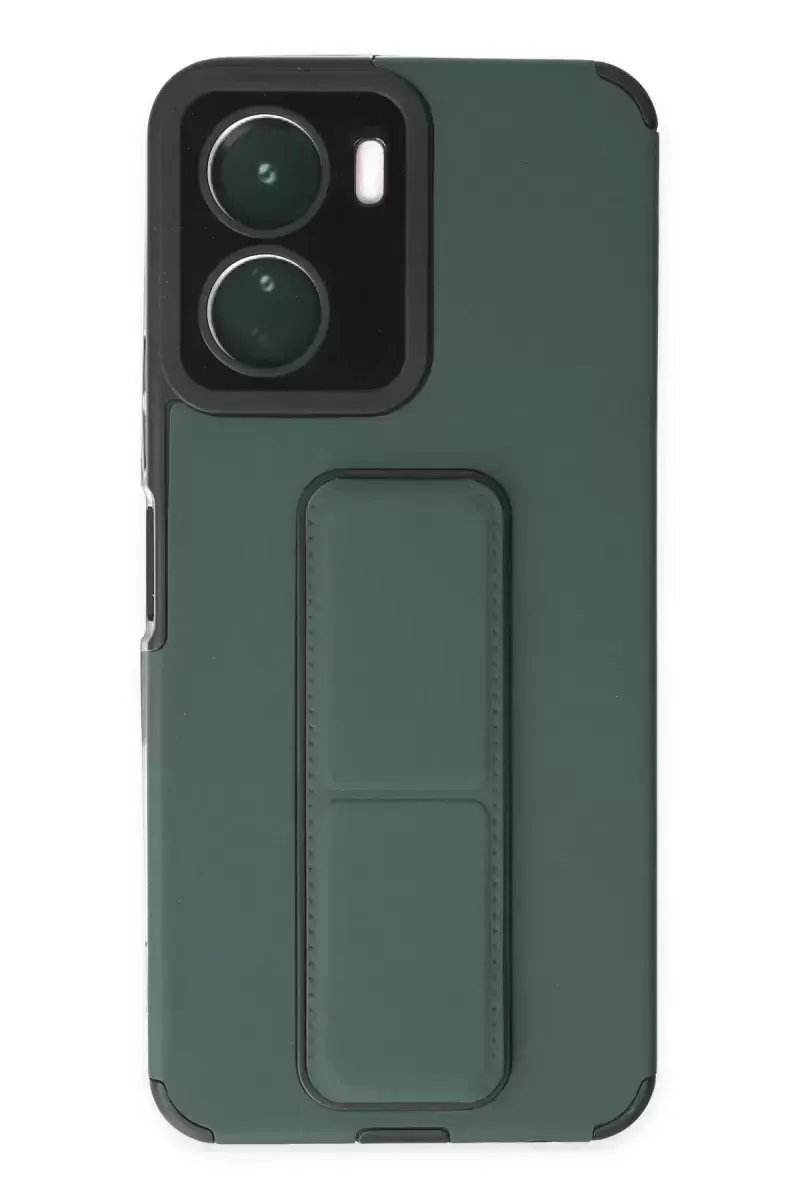 Newface Vivo Y16 Kılıf Mega Standlı Silikon - Yeşil