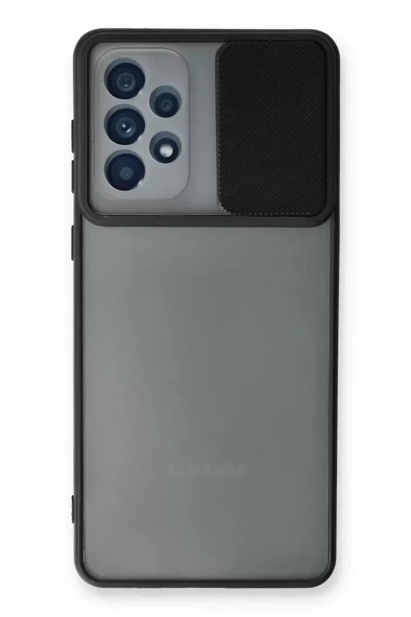 Newface Samsung Galaxy A73 5g Kılıf Palm Buzlu Kamera Sürgülü Silikon - Siyah