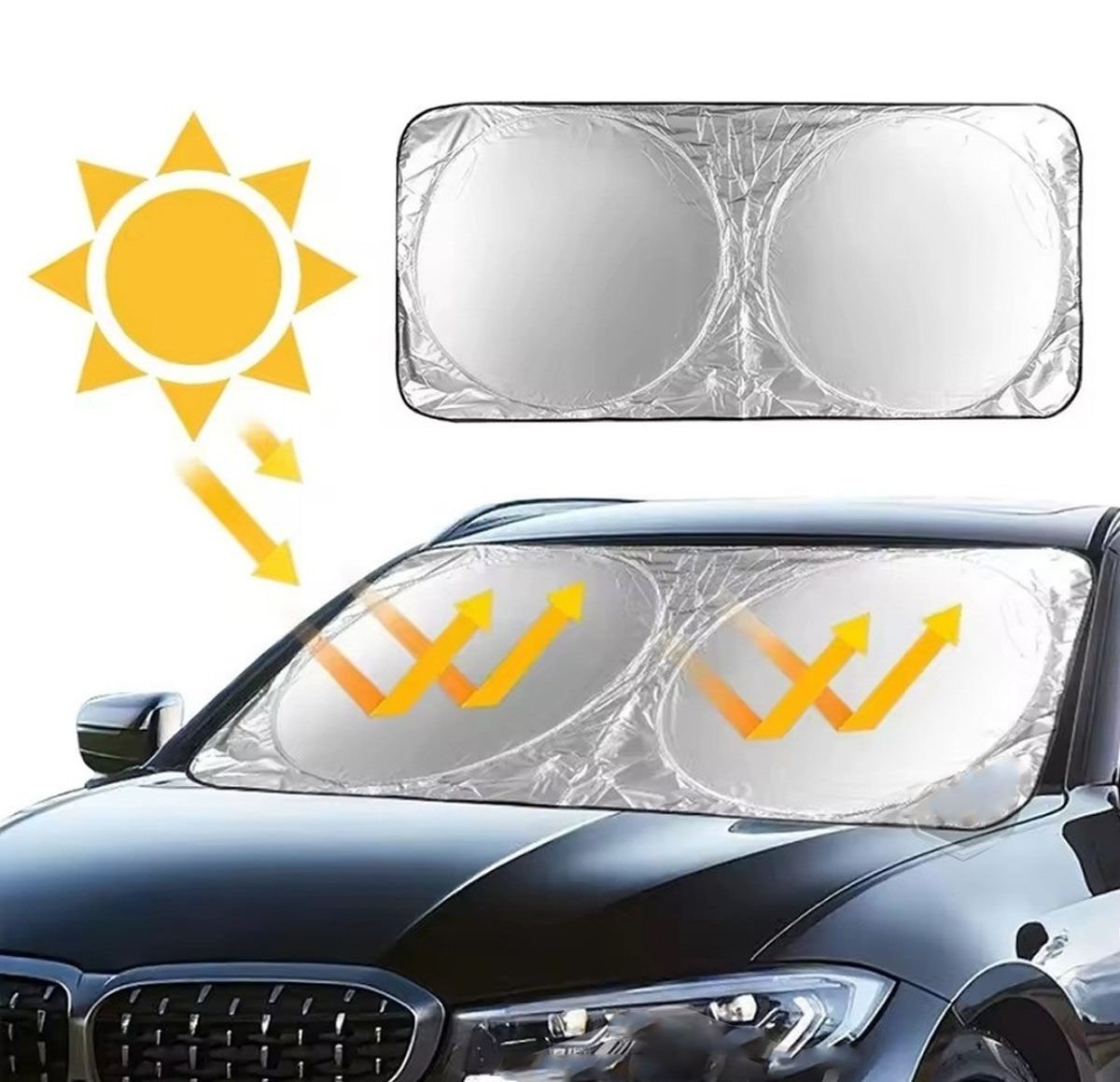 Oto Katlanabilir Metalize Branda Ön Arka Cam Güneşliği UV Koruma Isı Geçirmez 150x70 cm