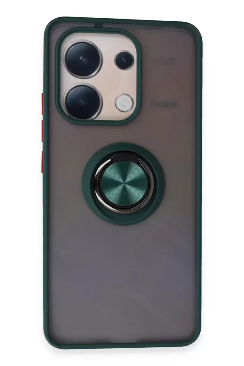 Newface Xiaomi Redmi Note 13 4g Kılıf Montreal Yüzüklü Silikon Kapak - Yeşil