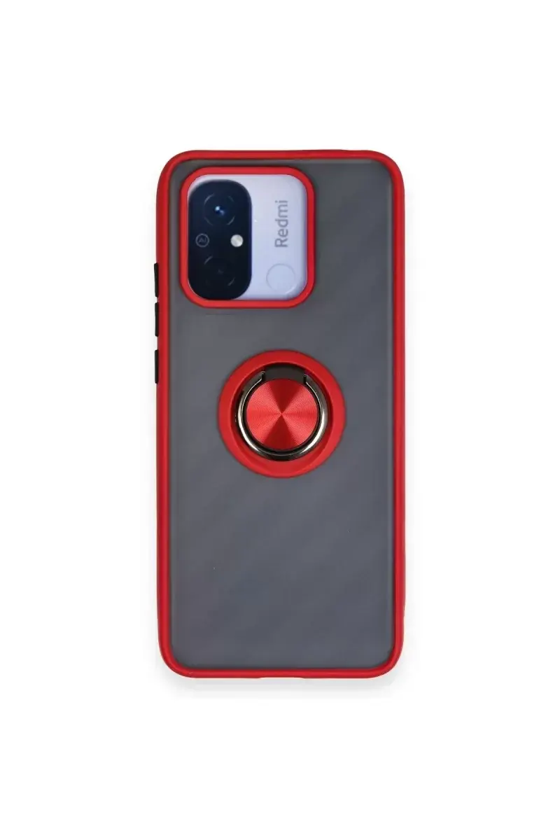 Newface Xiaomi Redmi 12c Kılıf Montreal Yüzüklü Silikon Kapak - Kırmızı